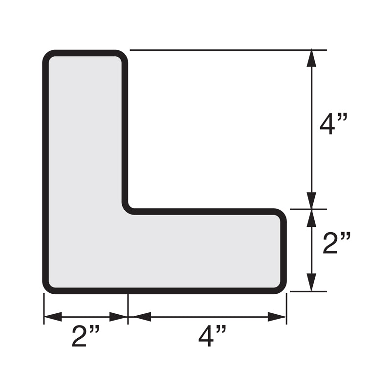LM110-series "L" Shape 5S/Lean Textured Anti-Slip Grip Adhesive Warehouse Floor and Position Markers (25 /pkg) with dimensions