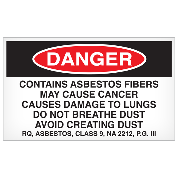 AB5003 DANGER CONTAINS ASBESTOS FIBERS Abatment Waste Label (5 in x 3 in) 500 /roll