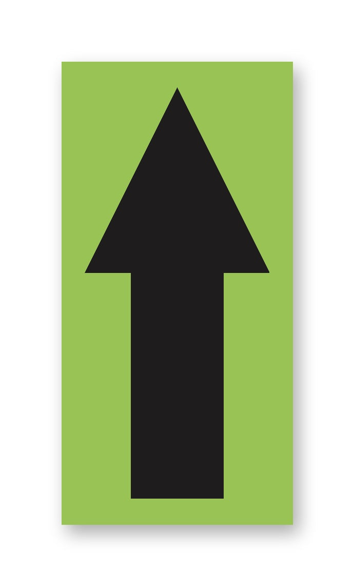 BC2ARWG Butt Cut Black Arrow Adhesive VynMark® Decal Markers 2 Inch High (50 /pkg) Color Green
