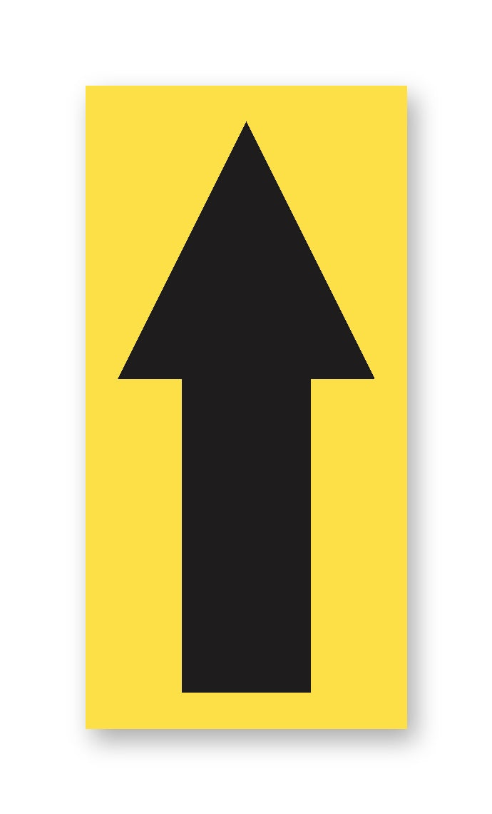 BC2ARWY Butt Cut Black Arrow Adhesive VynMark® Decal Markers 2 Inch High (50 /pkg) Color Yellow