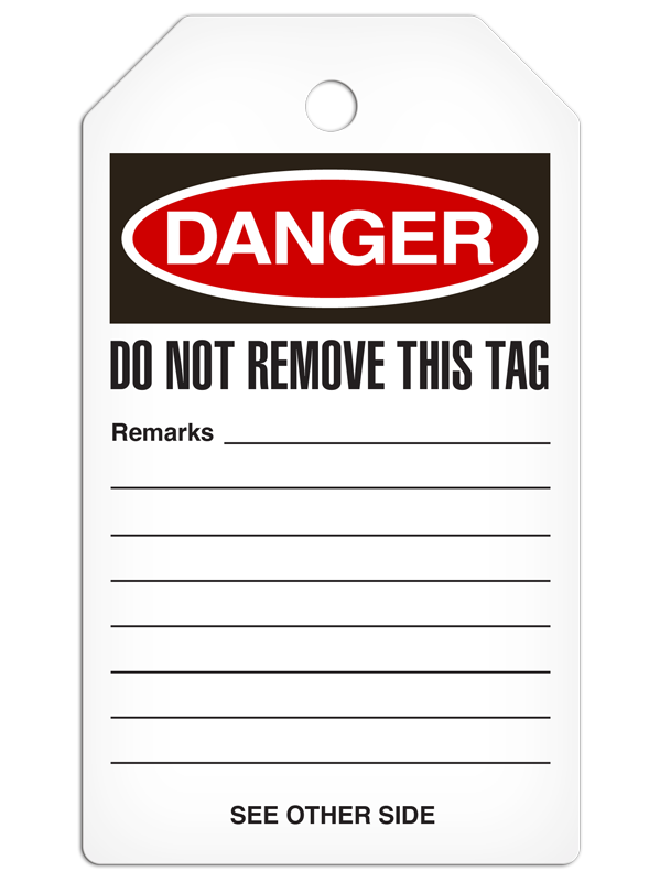 DANGER HANDS OFF DO NOT OPERATE DuraPly™ Safety Tag (25/pkg) - BACK
