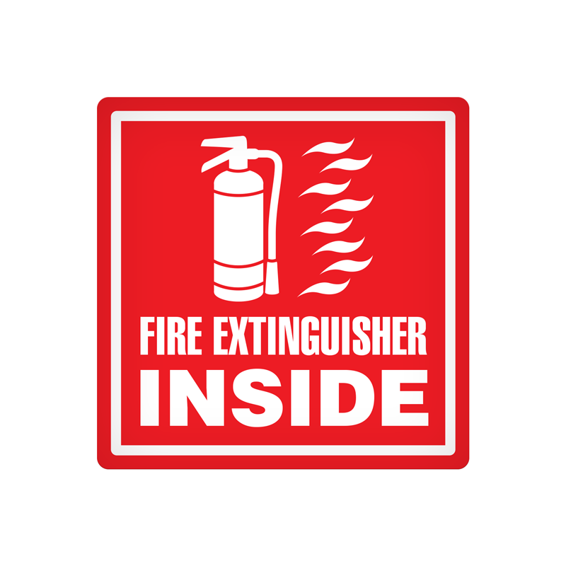2-Pack Fire Extinguisher Inside Sign Stickers – Self-Adhesive Vinyl Safety Label, Waterproof & Fade-Resistant, Red On White, 12” X 4”
