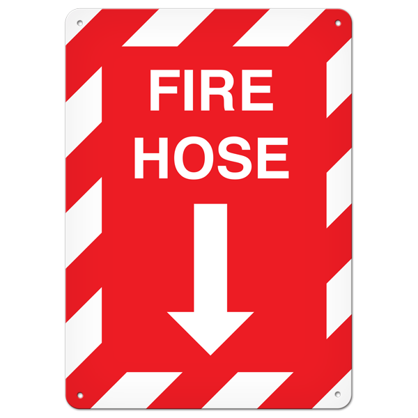 FIRE HOSE with Arrow PrimeGuard® Fire Safety Equipment Safety SigN (10 in X 14 in)