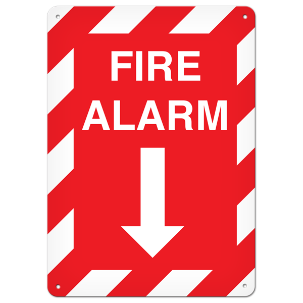 FIRE ALARM with Arrow PrimeGuard® Fire Safety Equipment Safety Sign (10 in X 14 in)