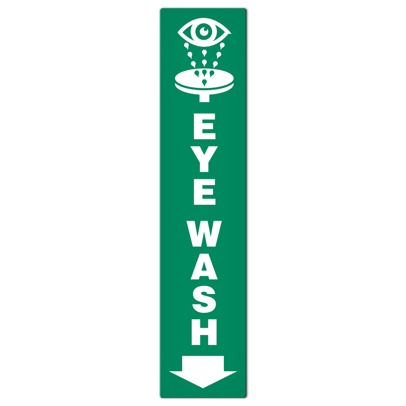 EYE WASH with Arrow PrimeGuard® First Aid Equipment Safety Sign (4 in x 18 in)