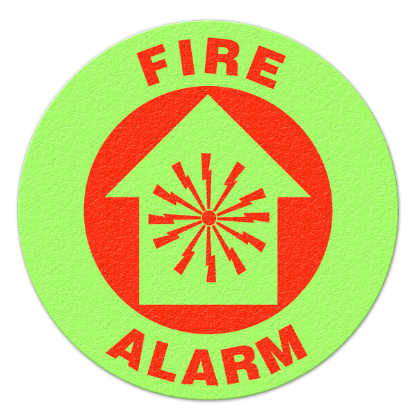 FS1009GL FIRE ALARM Glow-in-the-Dark Textured Anti-Slip Grip Adhesive Floor Sign (17 in dia. circle)
