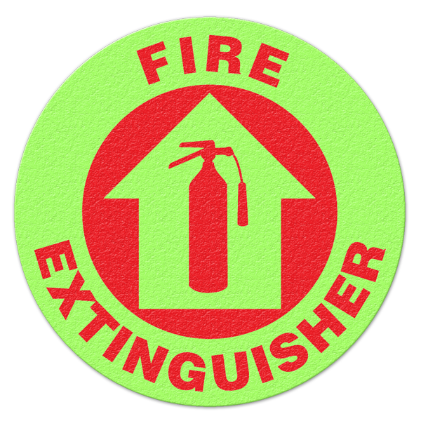 FS1011GL FIRE EXTINGUISHER Glow-in-the-Dark Textured Anti-Slip Grip Adhesive Floor Sign (17 in dia. circle)