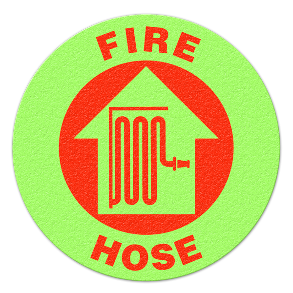 FS1012GL FIRE HOSE Glow-in-the-Dark Textured Anti-Slip Grip Adhesive Floor Sign (17 in dia. circle)