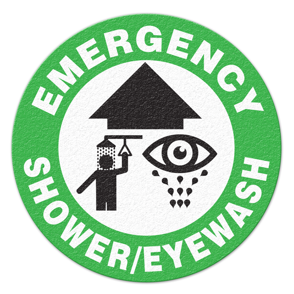 FS1040V EMERGENCY SHOWER/EYE WASH Textured Anti-Slip Grip Adhesive Floor Sign (17 in dia. circle)