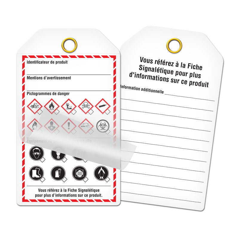 GHS1083F GHS FrenchWorkplace Checklist Template Safety Marking Tags (3.375 in x 5.75 in) 25 /pkg with self-laminating Flap