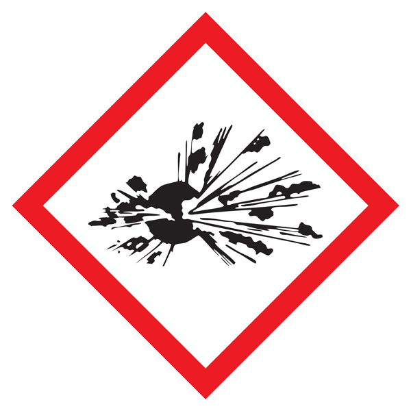 GHS1268 Exploding Bomb HAZMAT WHMIS GHS Hazard Class Pictogram Symbol Adhesive Placards (10.75 in x 10.75 in)