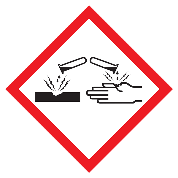 GHS1211 Corrosion Small HAZMAT WHMIS GHS Hazard Class Pictogram symbol Adhesive Labels on a Pad 1 inch