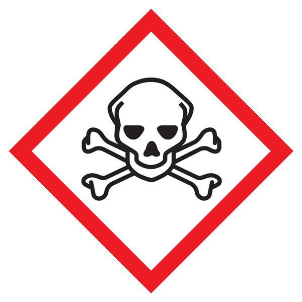 GHS1215 Skull & Crossbones Small HAZMAT WHMIS GHS Hazard Class Pictogram symbol Adhesive Labels on a Pad 1 inch