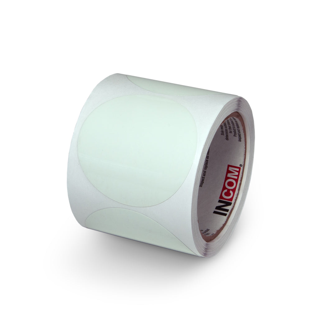 GTCL30 Glow-in-the-Dark Phololuminescent Adhesive Safety Tape 3 inch diameter circle Die Cut Shapes (100 /roll)