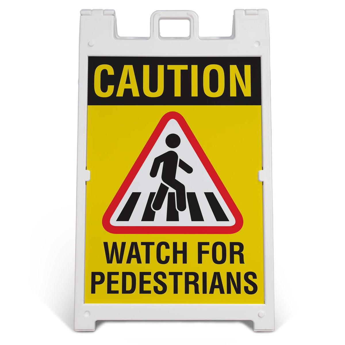 HV1000 CAUTION WATCH FOR PEDESTRIANS LARGE FORMAT A-FRAME SAFETY SIGNS PRINTED BOTH SIDES