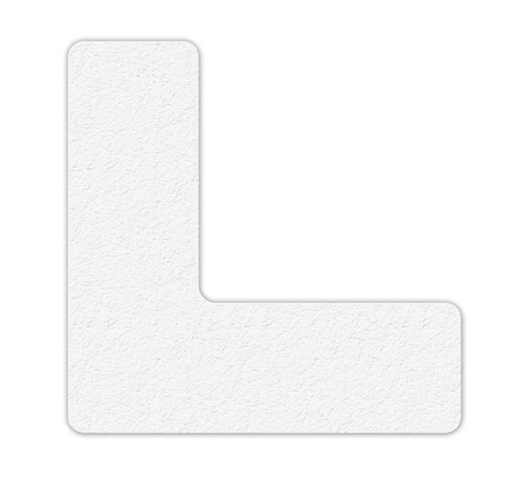 White "L" Shape 5S/Lean Textured Anti-Slip Grip Adhesive Warehouse Floor and Position Markers (25 /pkg)