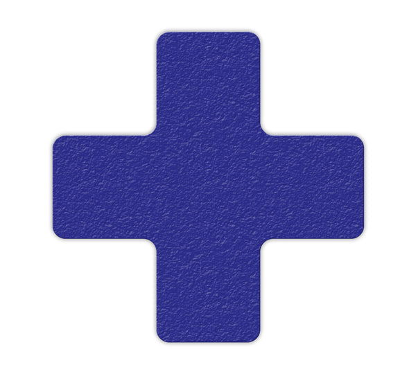 Blue "+" Shape 5S/Lean Textured Anti-Slip Grip Adhesive Warehouse Floor and Position Markers (25 /pkg)