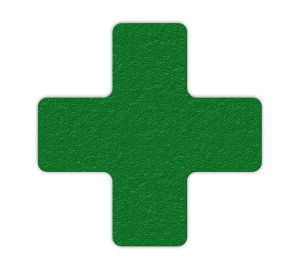 Green "+" Shape 5S/Lean Textured Anti-Slip Grip Adhesive Warehouse Floor and Position Markers (25 /pkg)