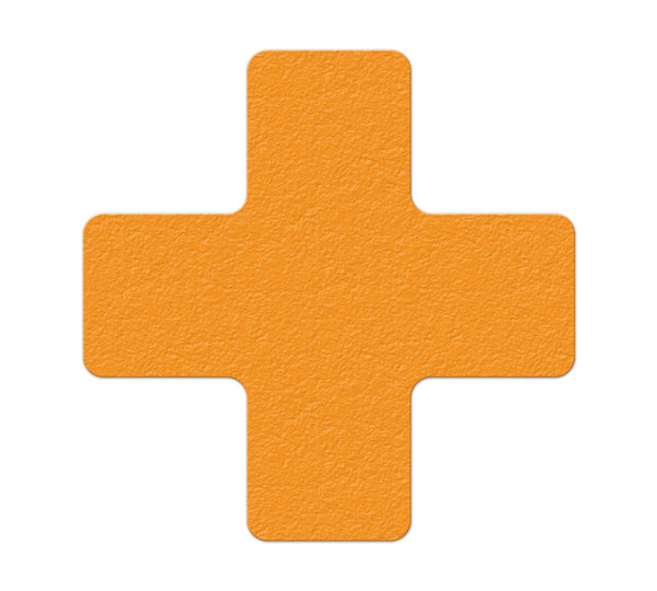 Orange "+" Shape 5S/Lean Textured Anti-Slip Grip Adhesive Warehouse Floor and Position Markers (25 /pkg)