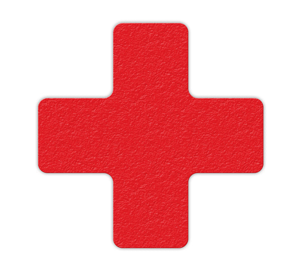 Red "+" Shape 5S/Lean Textured Anti-Slip Grip Adhesive Warehouse Floor and Position Markers (25 /pkg)