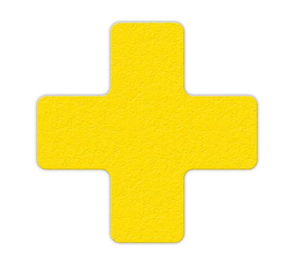 Yellow "+" Shape 5S/Lean Textured Anti-Slip Grip Adhesive Warehouse Floor and Position Markers (25 /pkg)