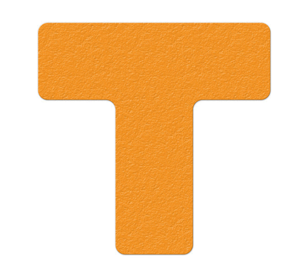 Orange "T" Shape 5S/Lean Textured Anti-Slip Grip Adhesive Warehouse Floor and Position Markers (25 /pkg)