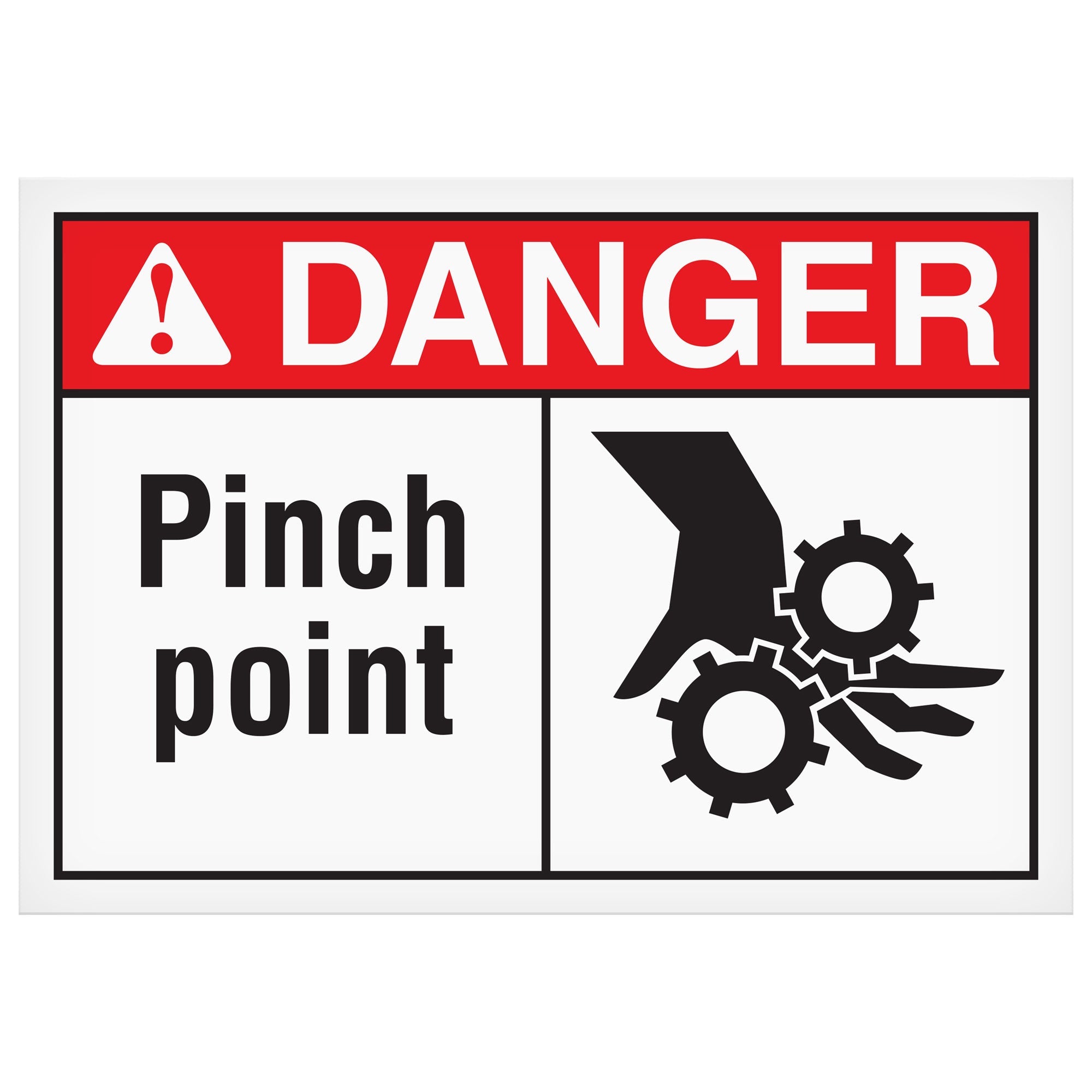 MGD100 DANGER PINCH POINT Machine and Equipment Safety Hazard Warning Laminated Decals (3.5 in x 5") 8 per Sheet