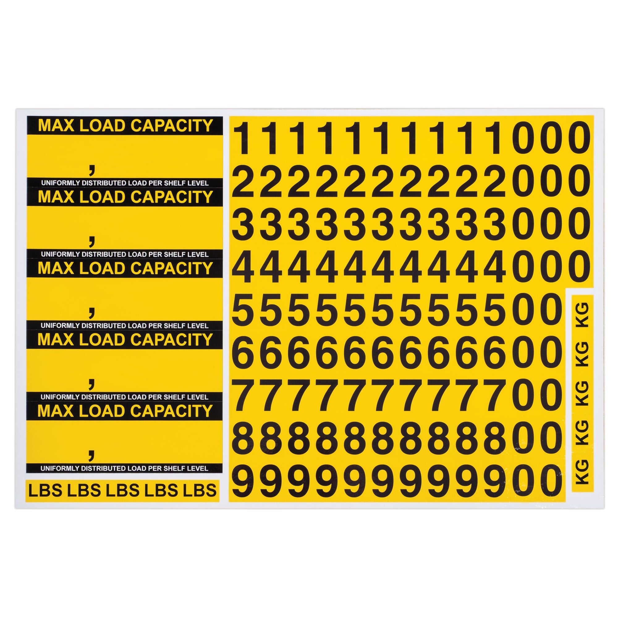 MXCAP257 Build Your Own Maximum Capacity Weight Rack Identification Label Sheet (2.5 in x 7 in) 5 Per Sheet