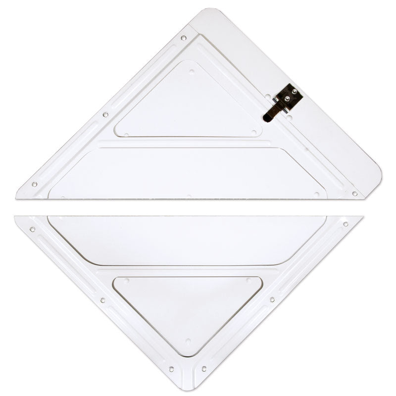 PH225W Premium White Aluminum Tagboard and Rigid Plastic Placard Holder Split in two pieces for roll-up doors