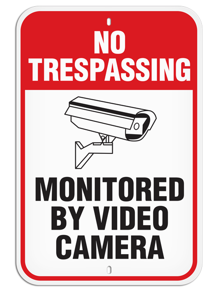 PSS1030R NO TRESSPASSING MONITORED BY VIDEO CAMERA PrimeGuard® Aluminum Reflective Parking Sign (12 in x 18 in)