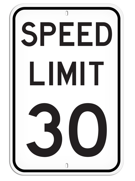 PSS1037R SPEED LIMIT 30 PrimeGuard® Aluminum Reflective Parking Sign (12 in x 18 in)