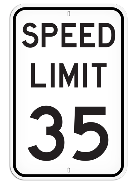 PSS1038R SPEED LIMIT 35 PrimeGuard® Aluminum Reflective Parking Sign (12 in x 18 in)