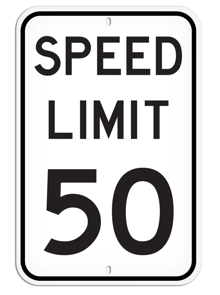 PSS1041R SPEED LIMIT 50 PrimeGuard® Aluminum Reflective Parking Sign (12 in x 18 in)
