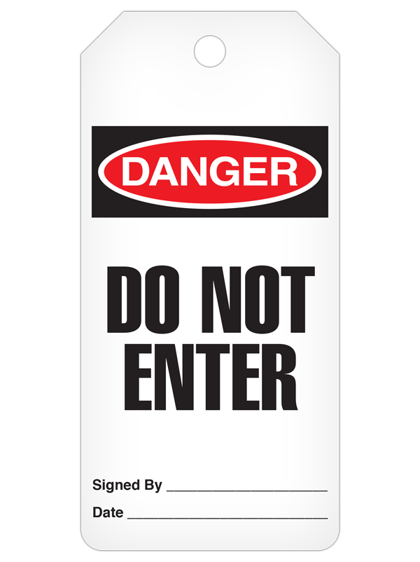 DANGER DO NOT ENTER DuraPly™ Safety Tags-on-a-Roll 3 in x 6.25 in with Dispenser Box -FRONT