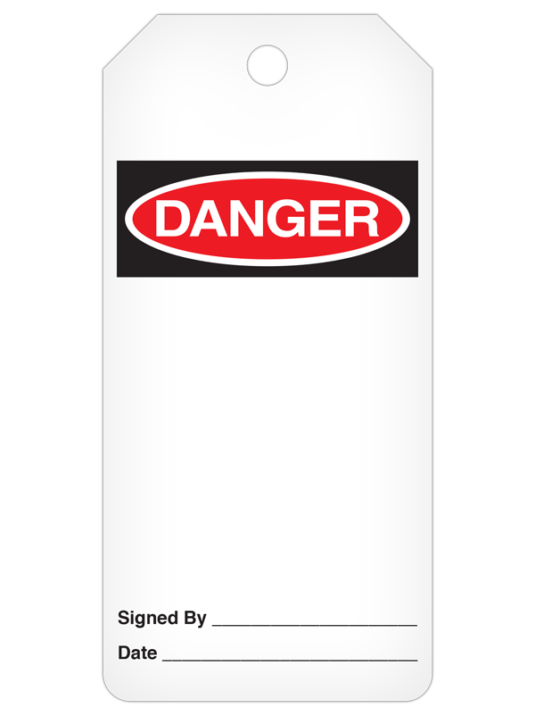 DANGER **BLANK** DuraPly™ Safety Tags-on-a-Roll 3 in x 6.25 in with Dispenser Box -FRONT