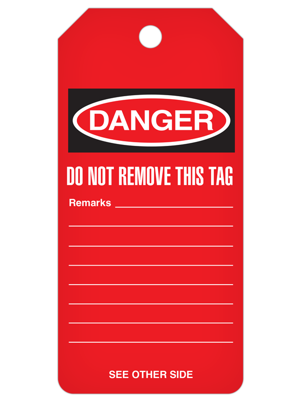 RED DANGER DO NOT OPERATE DuraPly™ Safety Tags-on-a-Roll 3 in x 6.25 in with Dispenser Box -BACK
