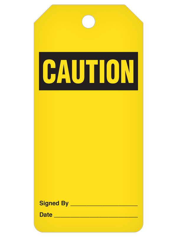 CAUTION **BLANK** DuraPly™ Safety Tags-on-a-Roll 3 in x 6.25 in with Dispenser Box -FRONT