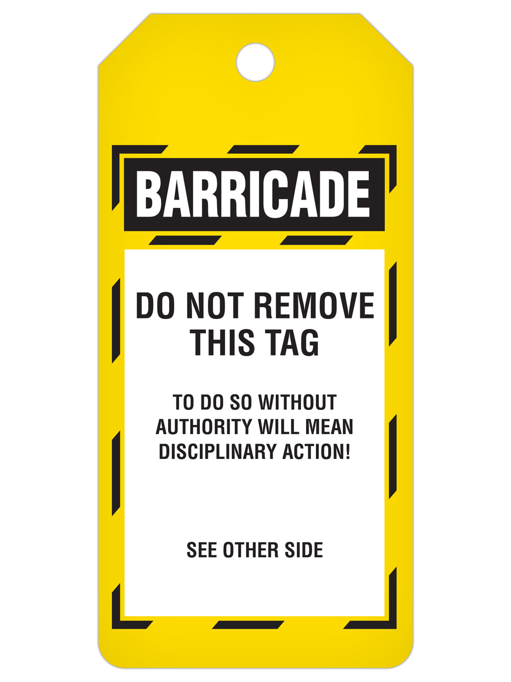 BARRICADE DuraPly™ Safety Tags-on-a-Roll 3 in x 6.25 in with Dispenser Box -BACK