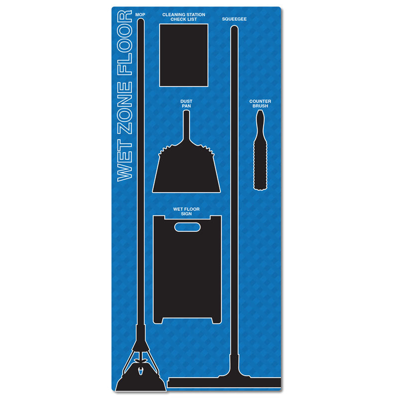SB1004 5S Lean Wet Zone Floor Organizational Shadowboard with Hanging Hardware (30 in x 68 in)