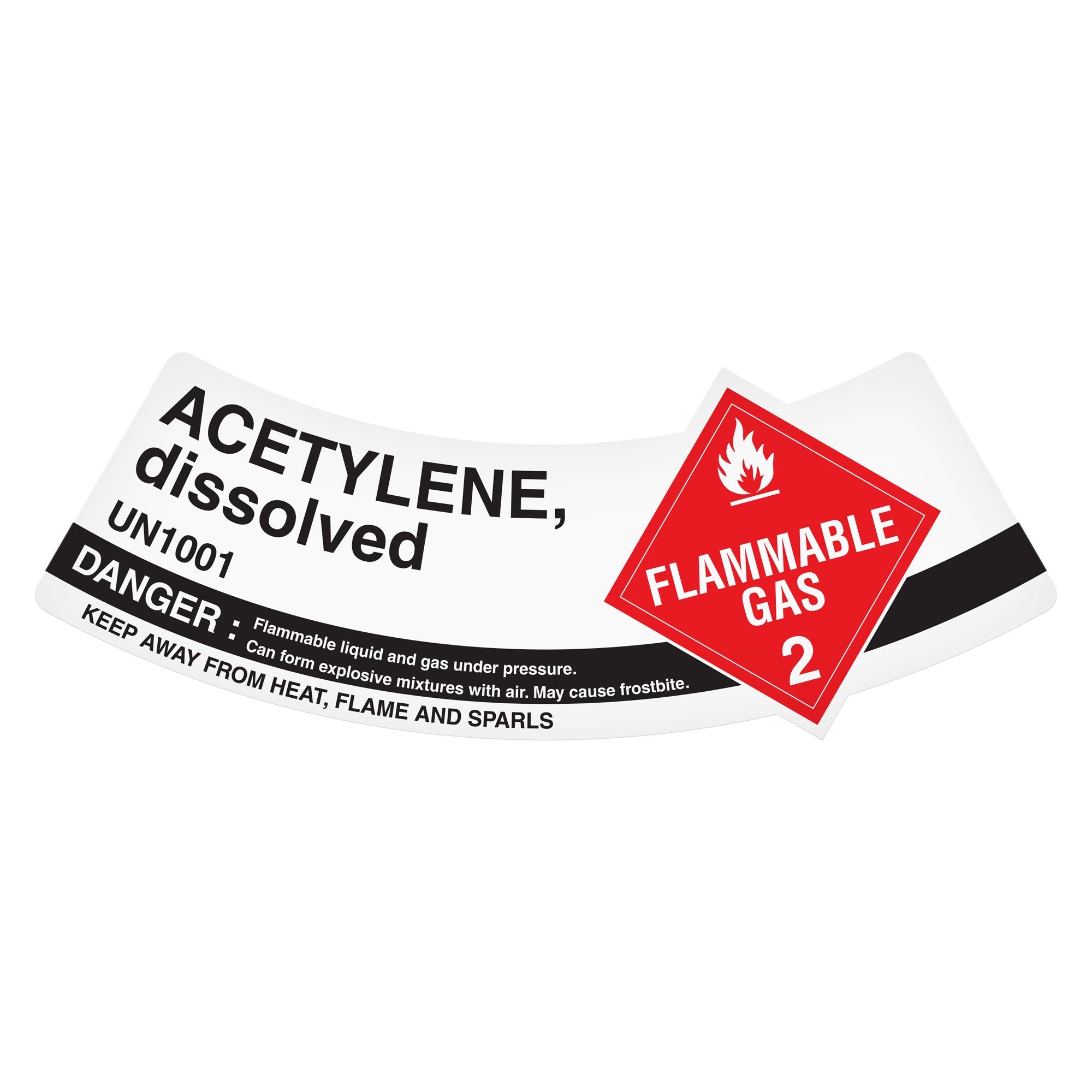 SHLA21UN1001 CLASS 2 UN1001 FLAMMABLE GAS ACETYLENE, DISOLVED Hazmat Hazardous Material DOT Worded Shipping Labels (2" x 5.25") 500 /roll