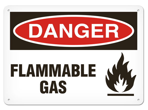 DANGER FLAMMABLE GAS PrimeGuard® Traditional OSHA Style Safety Sign