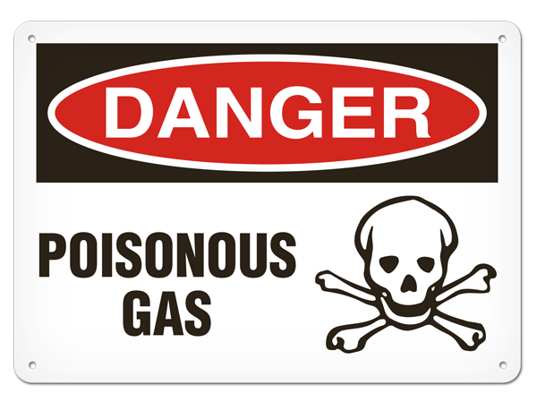 DANGER POISONOUS GAS PrimeGuard® Traditional OSHA Style Safety Sign