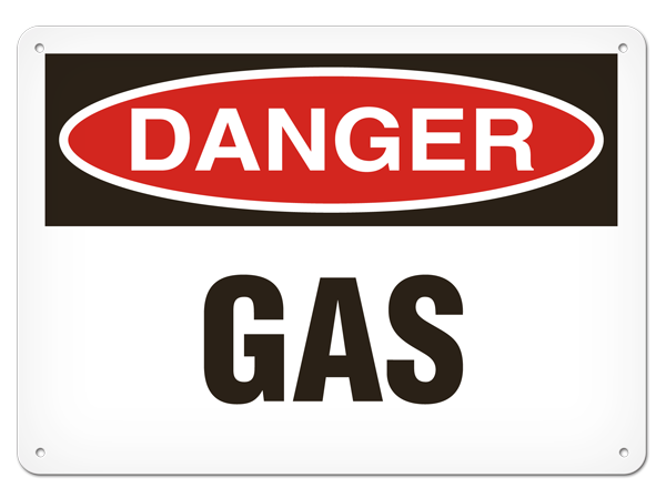 DANGER GAS PrimeGuard® Traditional OSHA Style Safety Sign