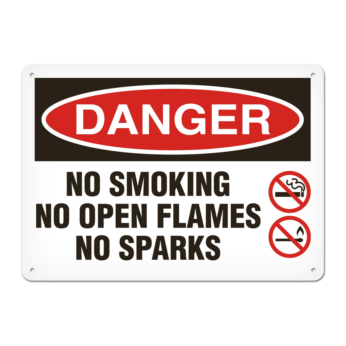 DANGER NO SMOKING NO OPEN FLAMES NO SPARKS PrimeGuard Traditional OSHA Style Safety Sign