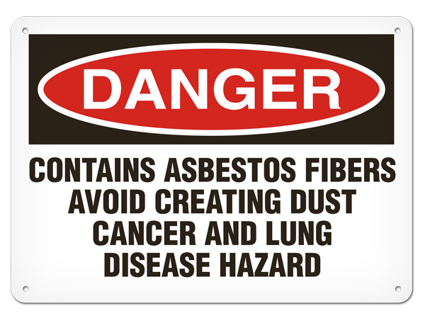 DANGER CONTAINS ASBESTOS FIBERS AVOID CREATING DUST CANCER AND LUNG DISEASE HAZARD PrimeGuard® Traditional OSHA Style Safety Sign