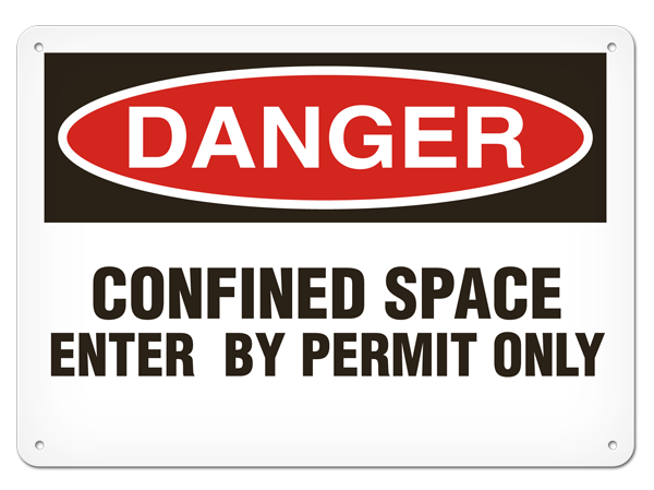 DANGER CONFINED SPACE ENTER BY PERMIT ONLY PrimeGuard® Traditional OSHA Style Safety Sign