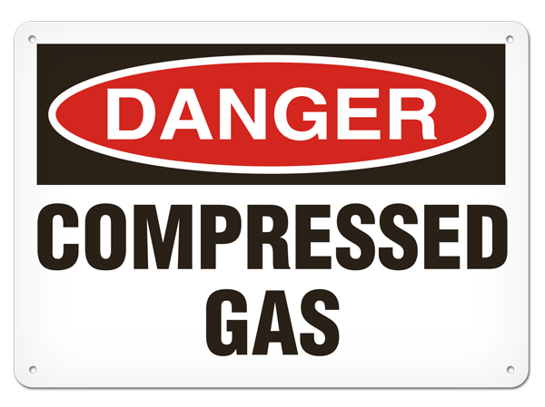 DANGER COMPRESSED GAS PrimeGuard® Traditional OSHA Style Safety Sign