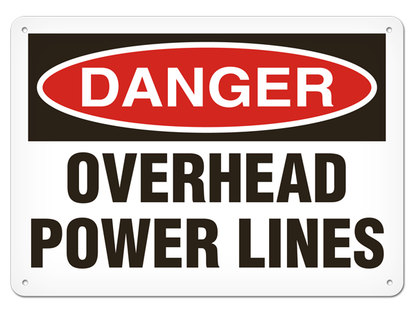 DANGER OVERHEAD POWER LINES PrimeGuard® Traditional OSHA Style Safety Sign