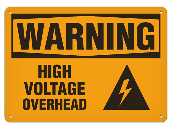 WARNING HIGH VOLTAGE OVERHEAD PrimeGuard® Traditional OSHA Style Safety Sign