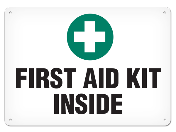 FIRST AID KIT INSIDE PrimeGuard® Safety Sign